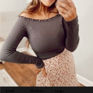 Midnight ruffle top body suit